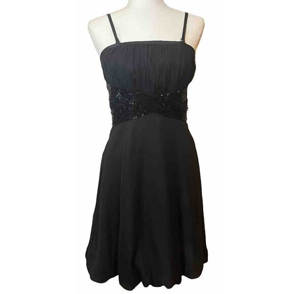 Vintage Versace Black Mini Dress M 8 Strapless Beaded Designer Cocktail Party - Picture 2 of 16